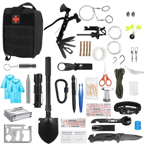 121Pcs Survival Kit with Tactical Emergency Gear for Outdoor Adventures