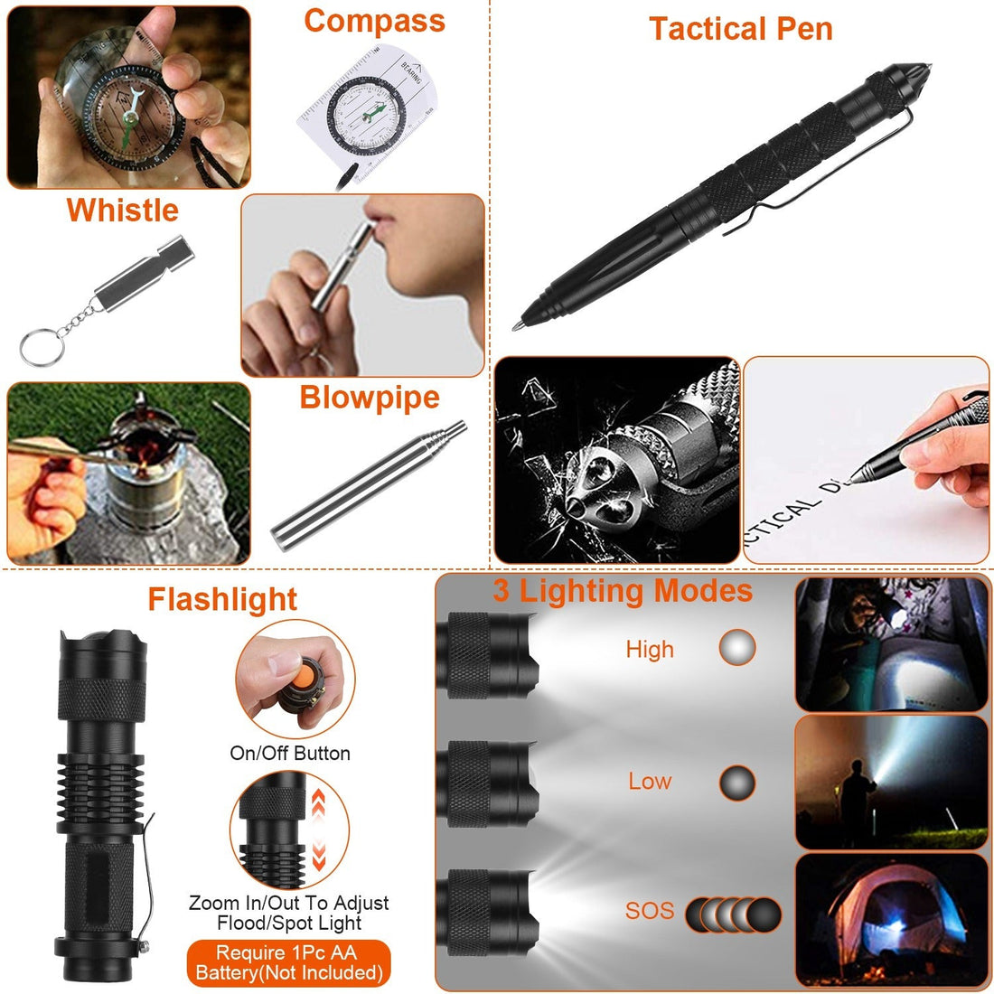 125Pcs Survival Kit with Tactical Emergency Gear for Outdoor Adventures