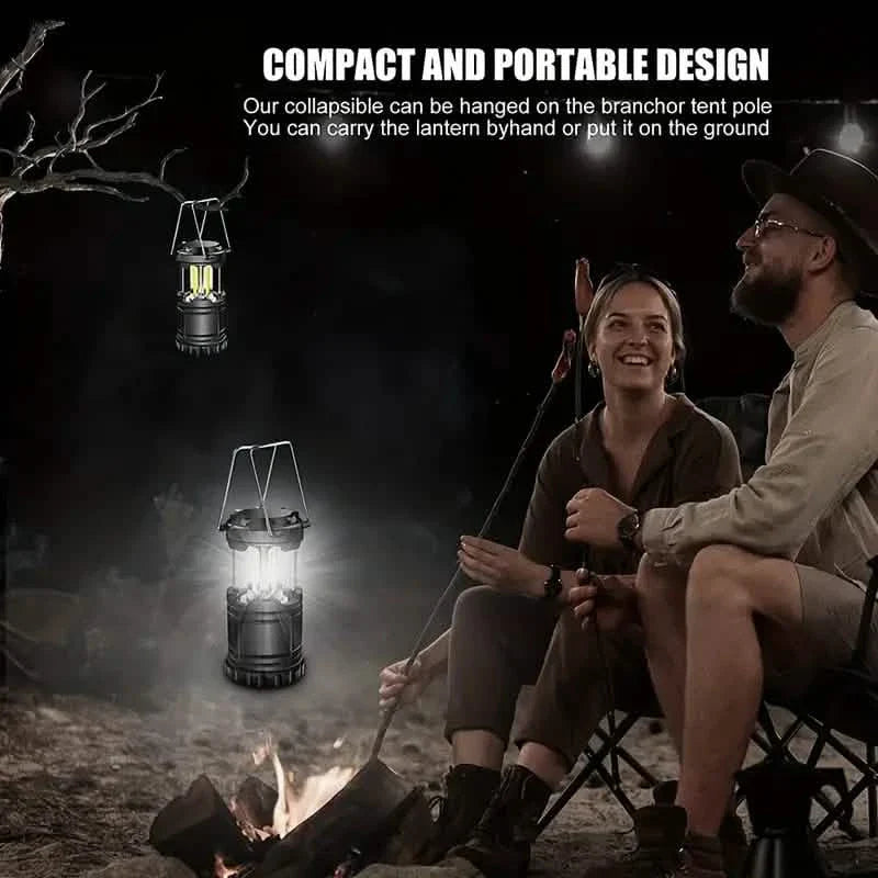 Two-Piece Super Bright LED Camping Lantern Emergency Portable Collapsible Flashlight
