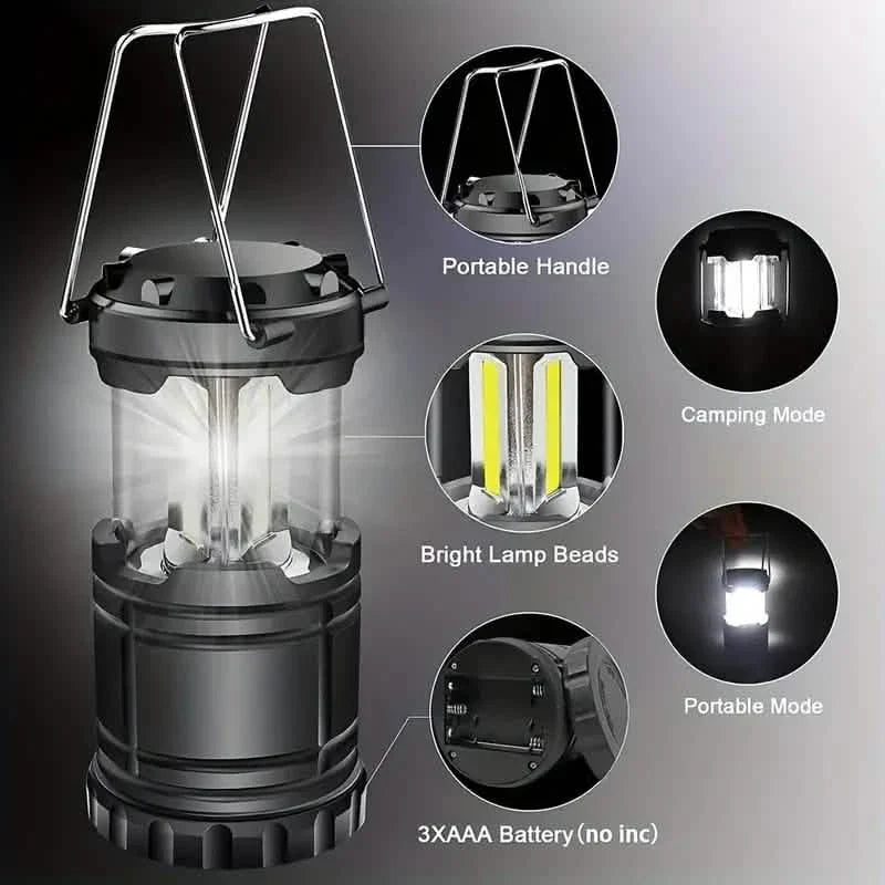 Two-Piece Super Bright LED Camping Lantern Emergency Portable Collapsible Flashlight