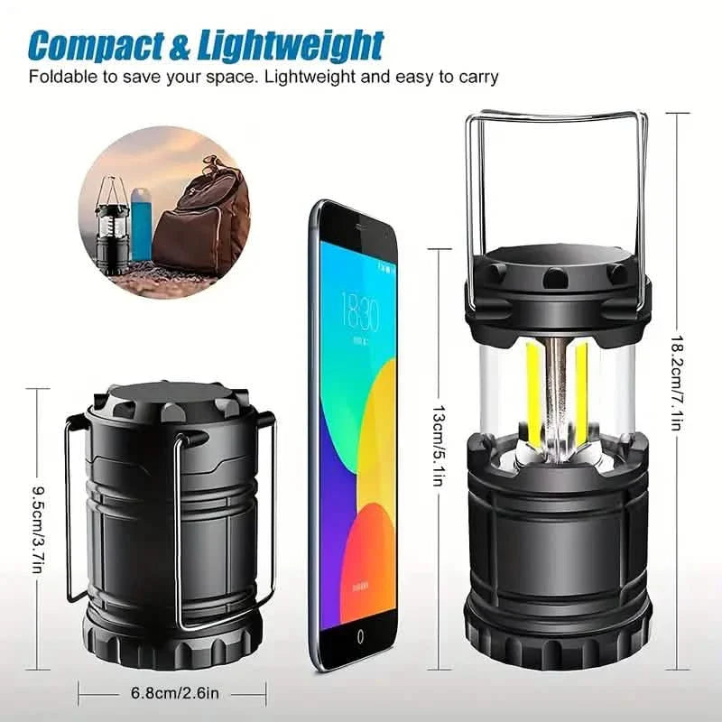 Two-Piece Super Bright LED Camping Lantern Emergency Portable Collapsible Flashlight