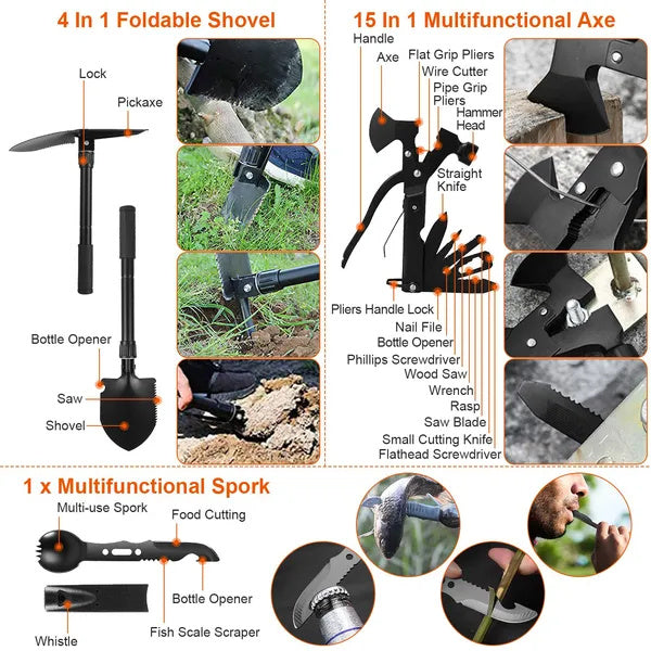 121Pcs Survival Kit with Tactical Emergency Gear for Outdoor Adventures