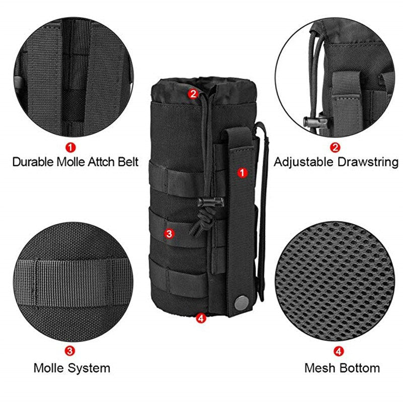 Military Tactical Water Bottle Pouch with Multifunction Camping Hiking Storage