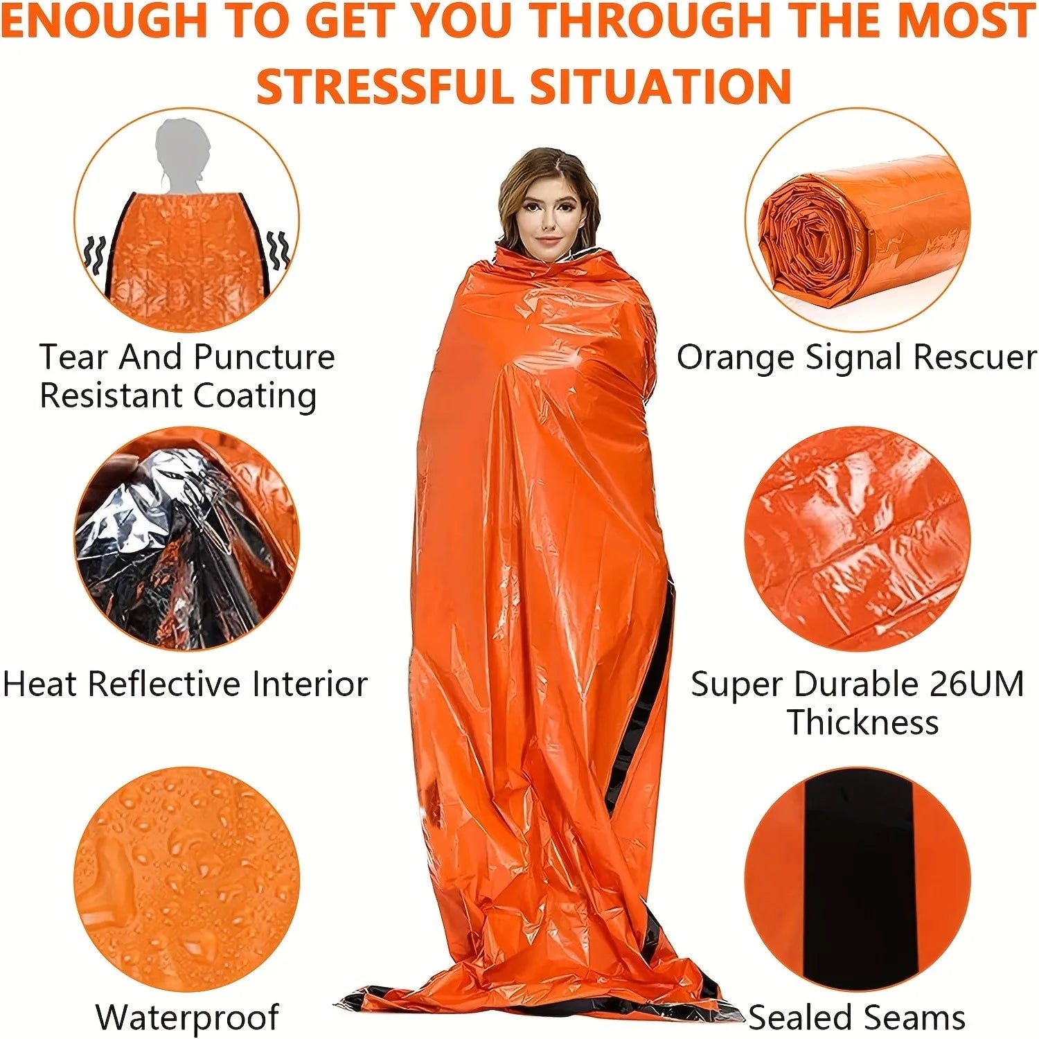 Portable Waterproof Emergency Survival Sleeping Bag with Thermal Rescue Protection