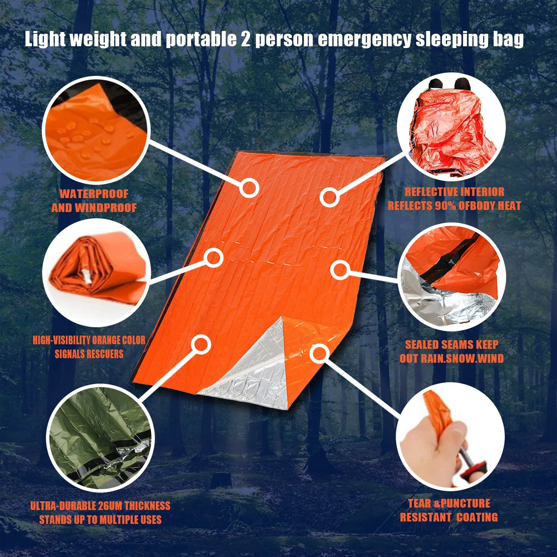 Portable Waterproof Emergency Survival Sleeping Bag with Thermal Rescue Protection