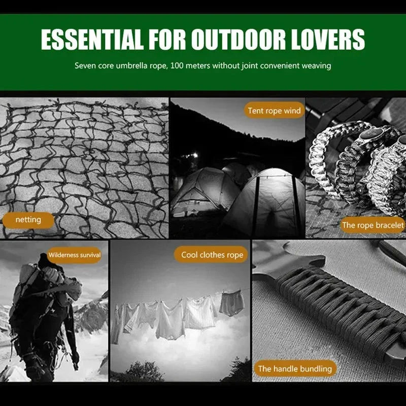 7-Core 550 Paracord Rope for Camping Hiking and Survival Outdoor Activities