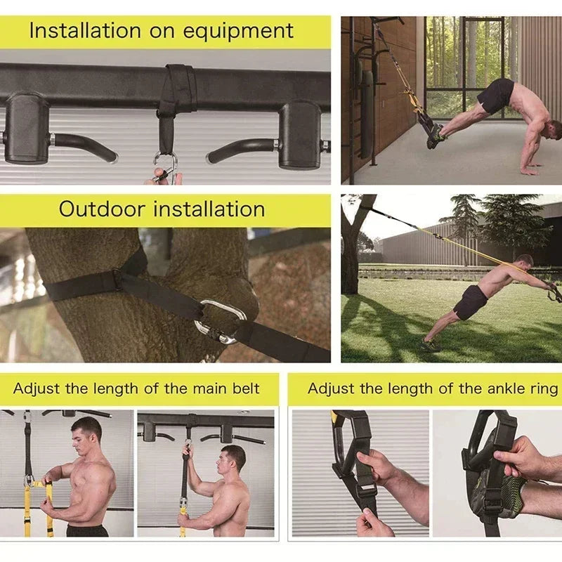 Adjustable Suspension Training Belt for Fitness Yoga and Strength Workouts