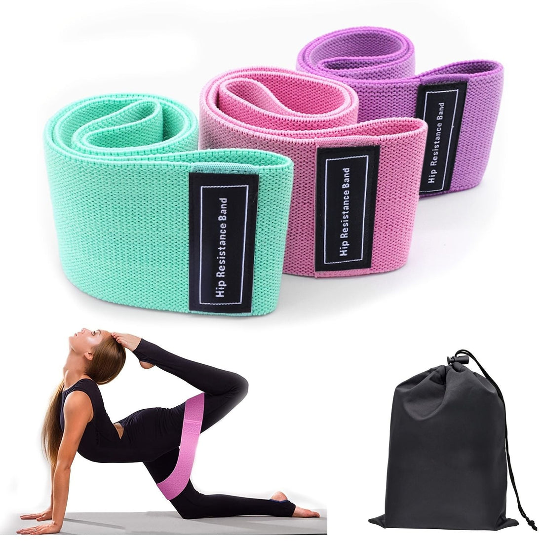 3PCS Resistance Bands for Leg Butt Yoga and Fitness Workouts
