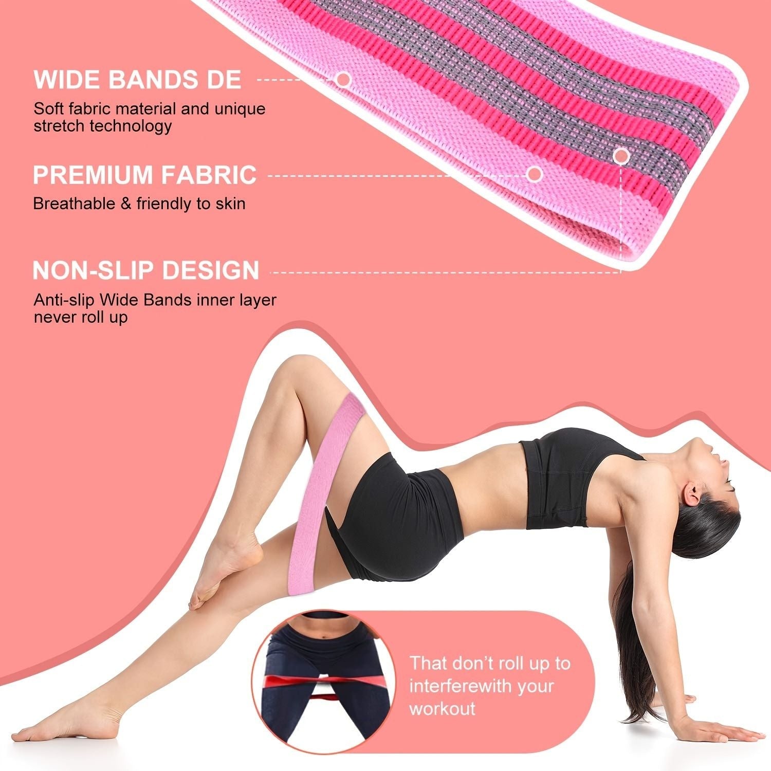 3PCS Resistance Bands for Leg Butt Yoga and Fitness Workouts