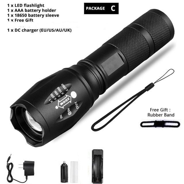 Waterproof Rechargeable LED Flashlight with Zoomable Modes for Outdoor Camping