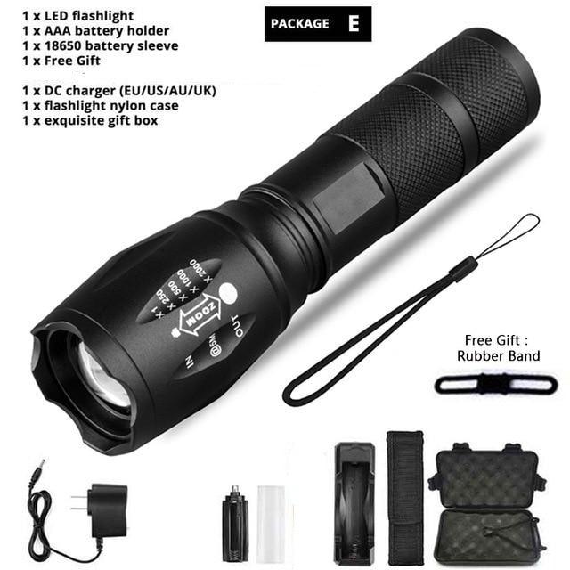Waterproof Rechargeable LED Flashlight with Zoomable Modes for Outdoor Camping
