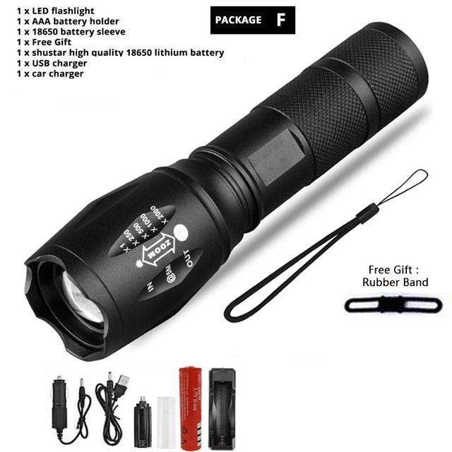 Waterproof Rechargeable LED Flashlight with Zoomable Modes for Outdoor Camping