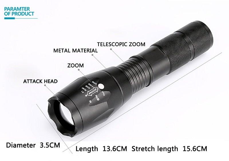Waterproof Rechargeable LED Flashlight with Zoomable Modes for Outdoor Camping