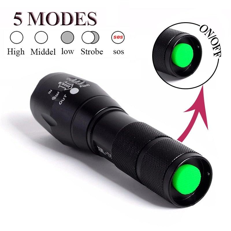 Waterproof Rechargeable LED Flashlight with Zoomable Modes for Outdoor Camping