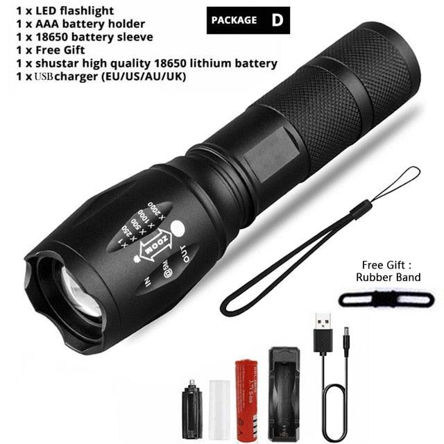 Waterproof Rechargeable LED Flashlight with Zoomable Modes for Outdoor Camping